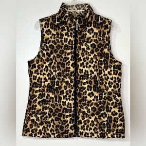 Charter‎ Club Cheetah Print With Pockets Women's Petite Small Puffer Vest